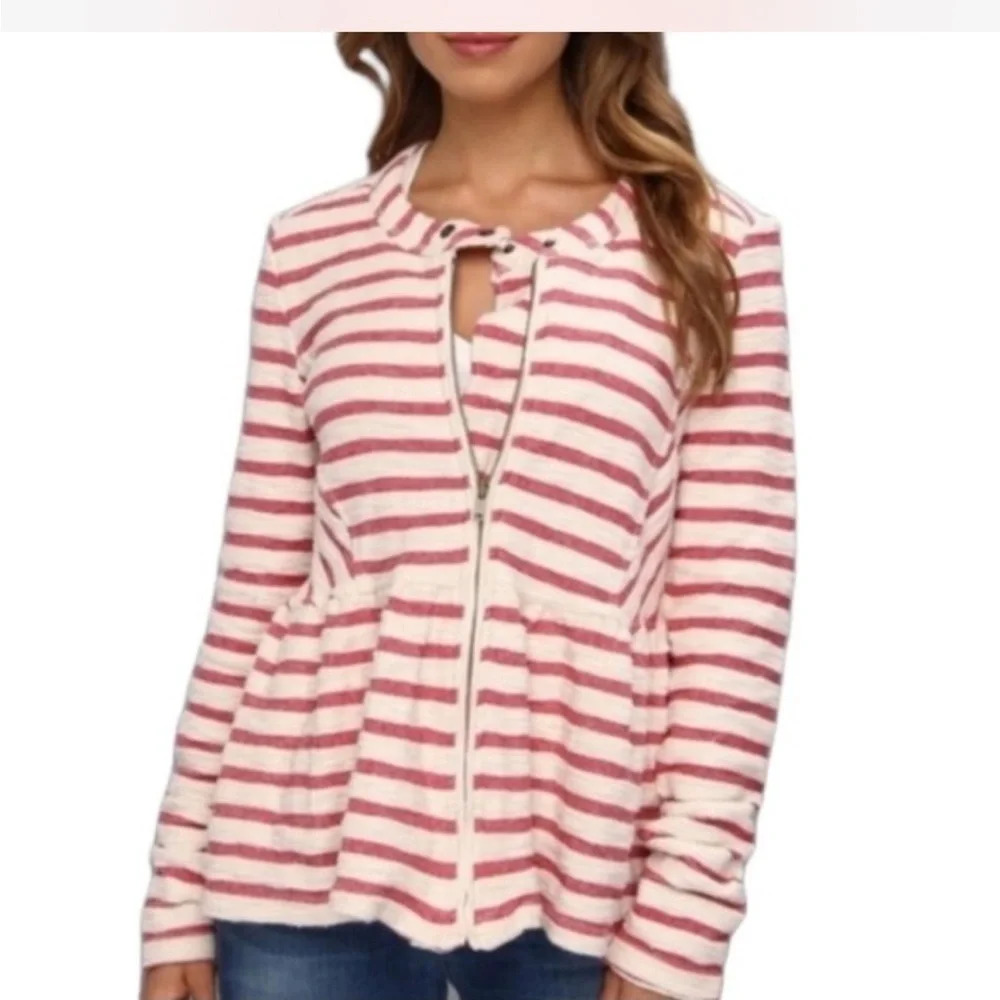 Free People Striped Peplum Jacket